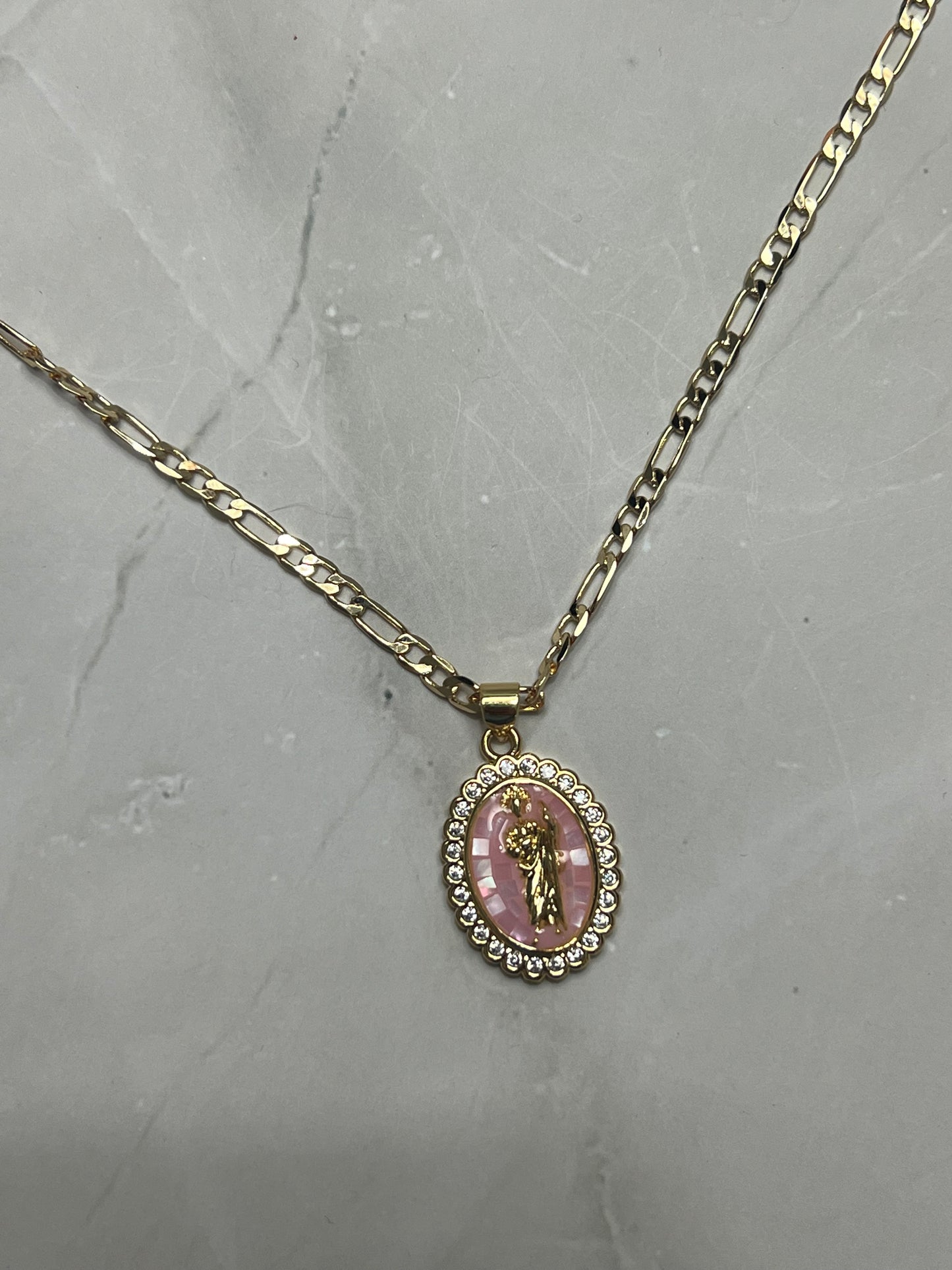 Pink Mosaic San Judas Necklace