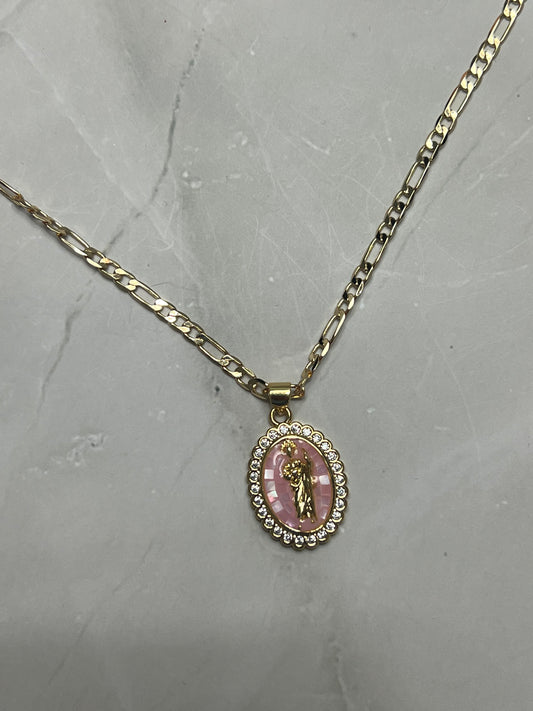 Pink Mosaic San Judas Necklace