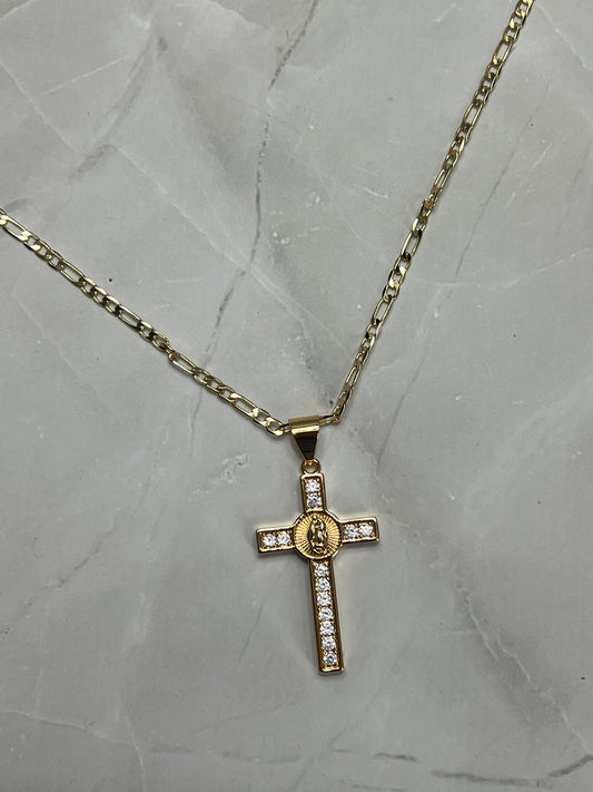 Cross & Virgin Mary Necklace