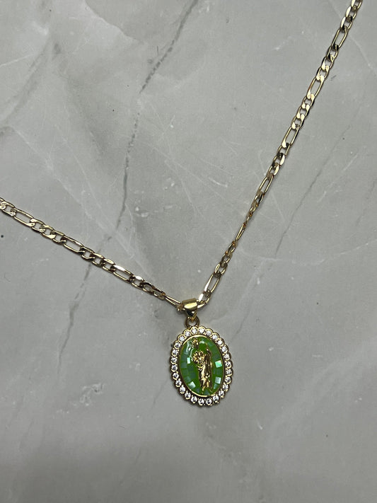 Green Mosaic San Judas Necklace