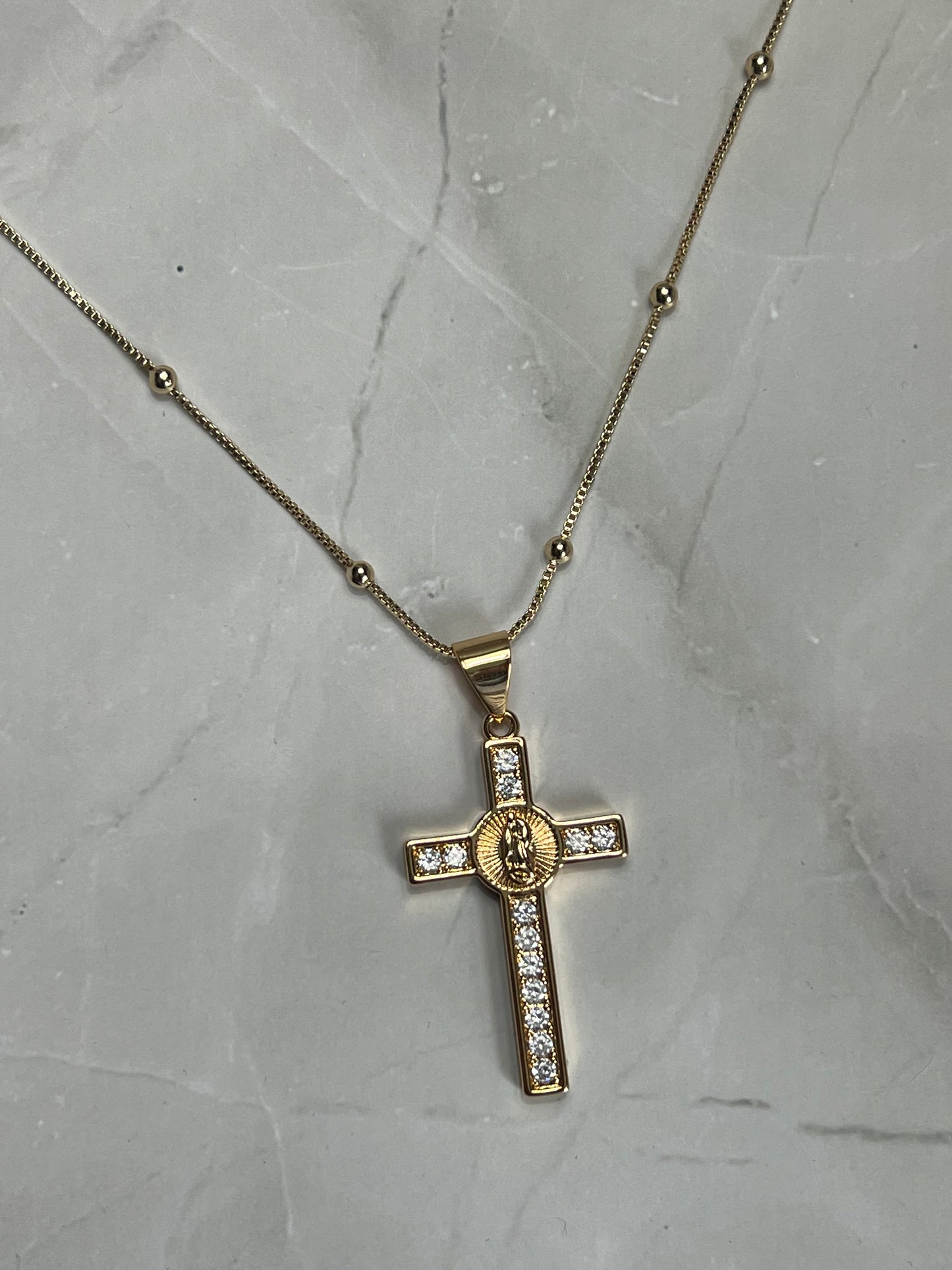 Cross & Virgin Mary Necklace