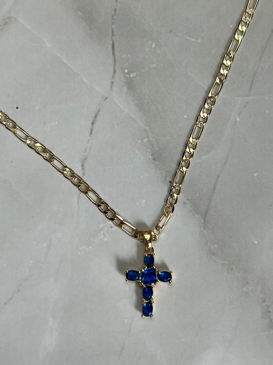 Mini Blue Cross Necklace