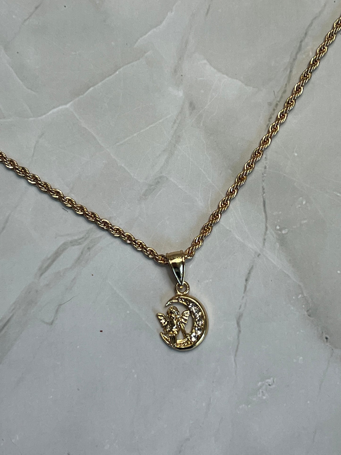 Angel on the Moon Necklace