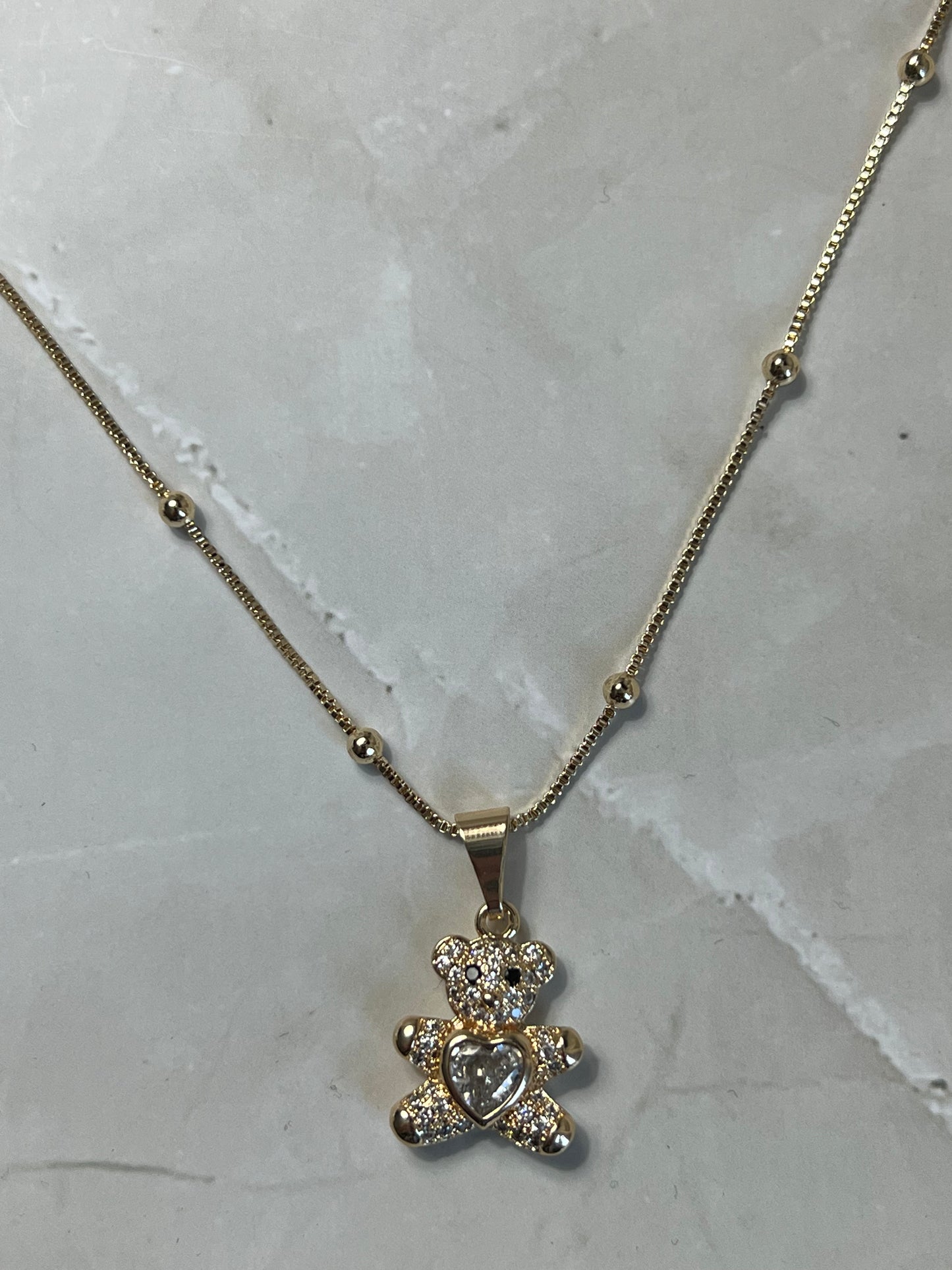 Crystal Teddy Necklace