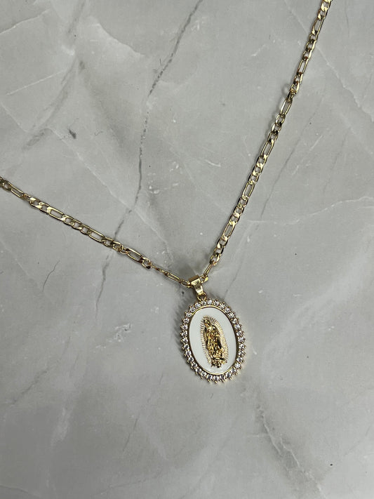 Virgin Mary White Necklace