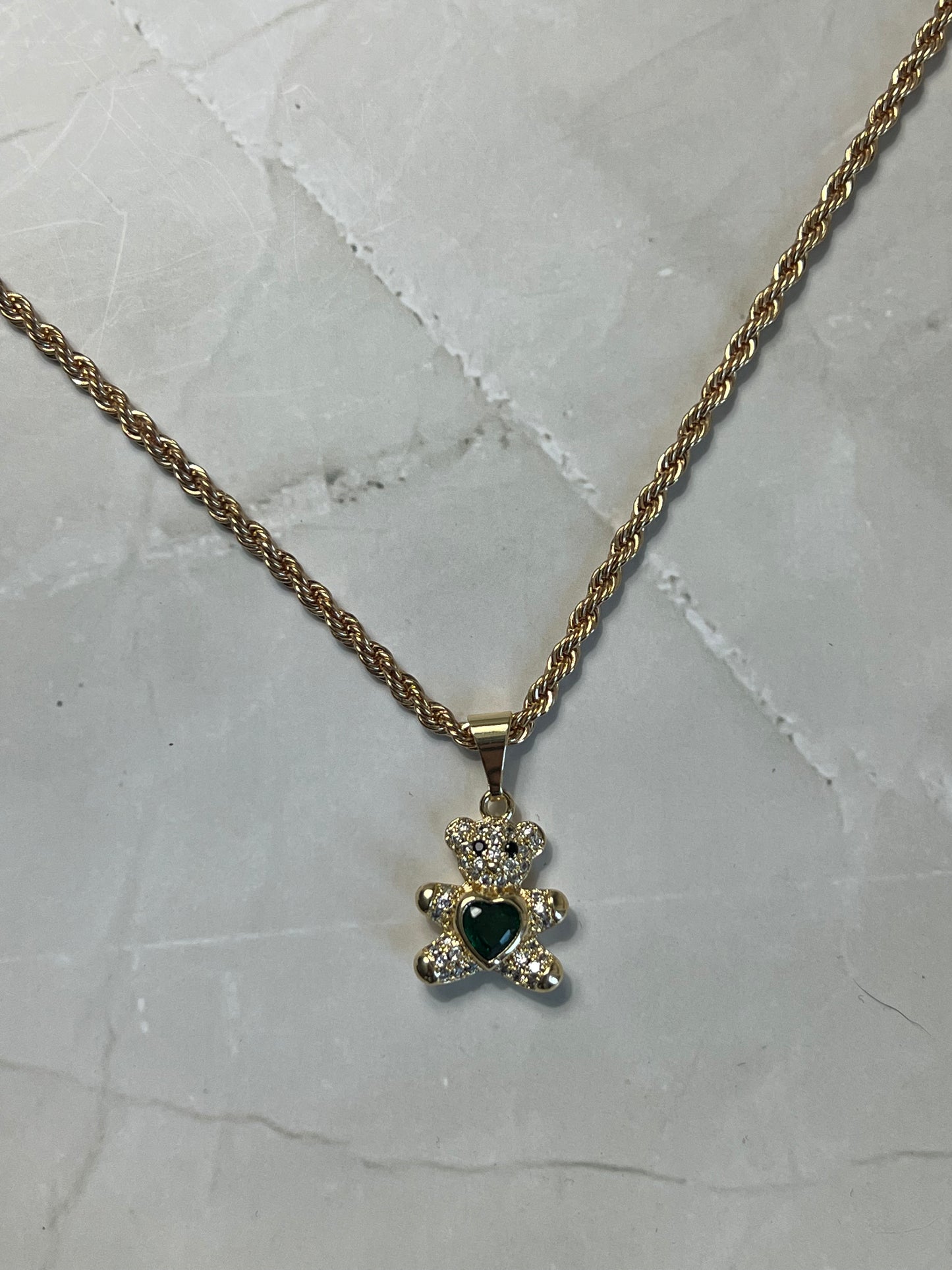 Emerald Teddy Necklace