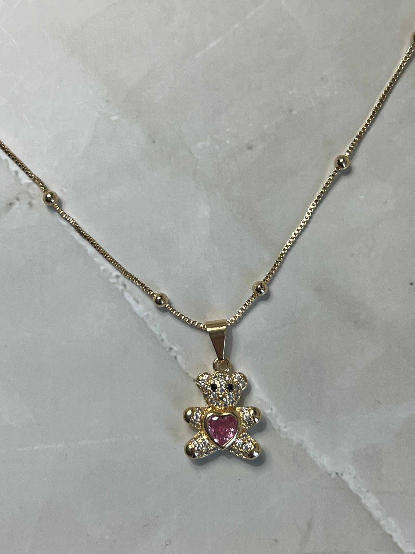 Pink Teddy Necklace