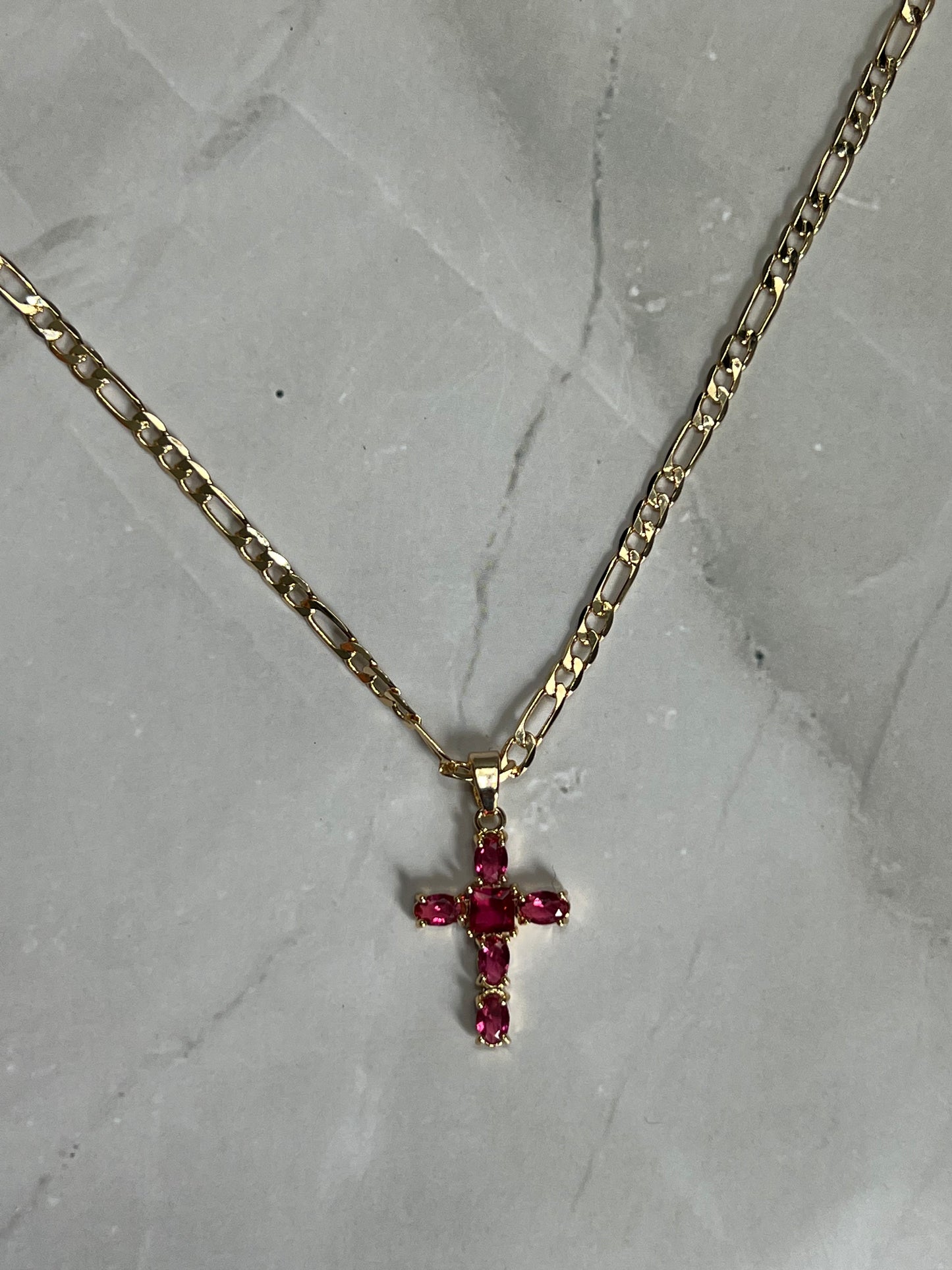 Mini Pink Cross Necklace