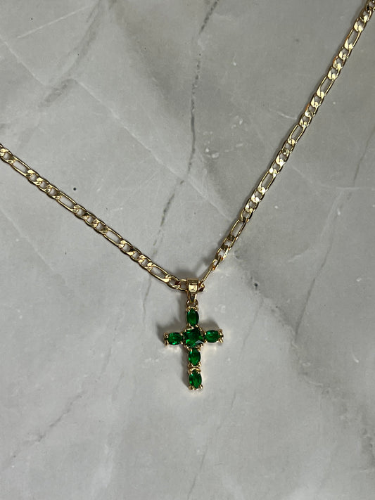 Mini Green Cross Necklace