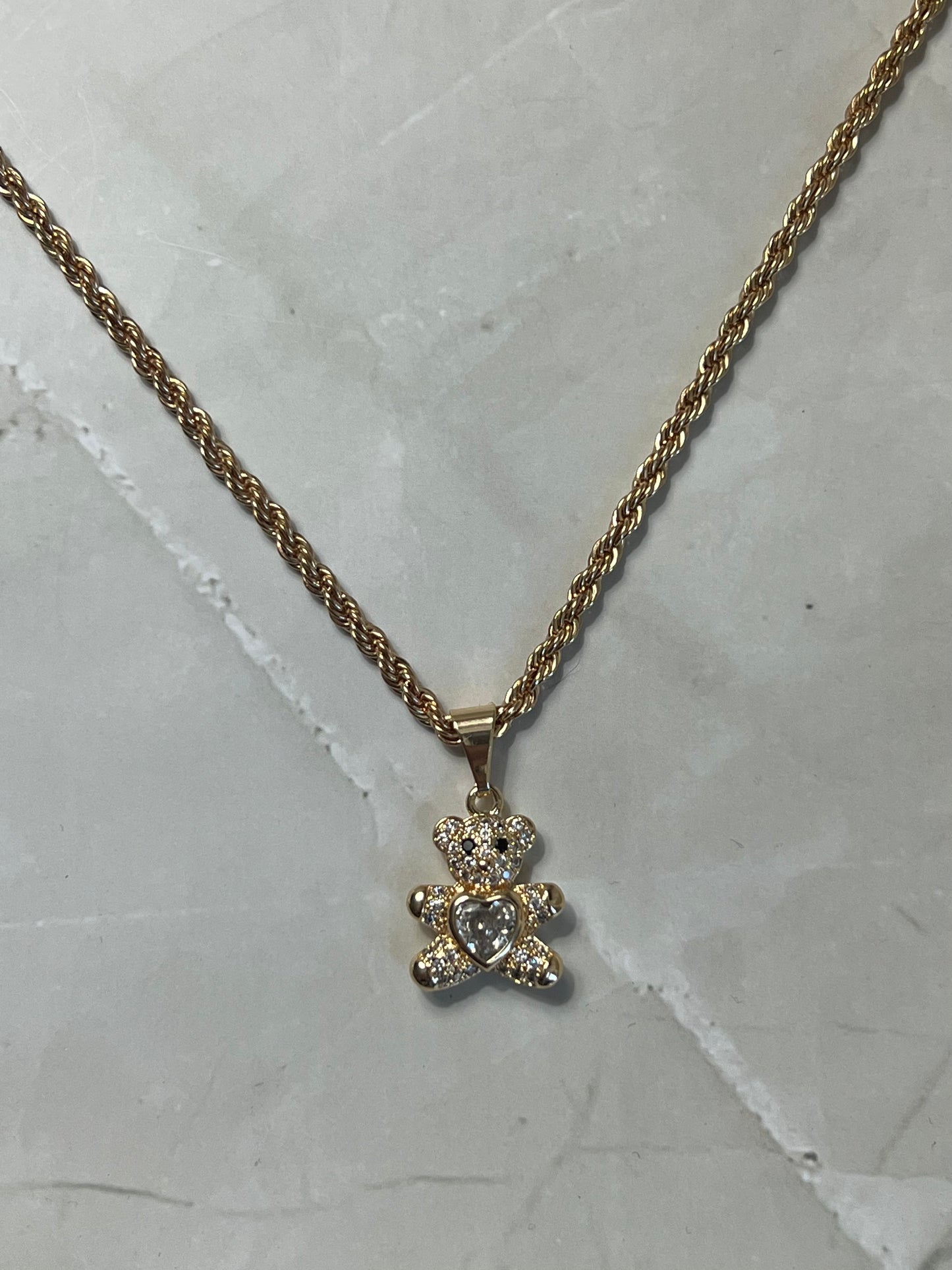 Crystal Teddy Necklace