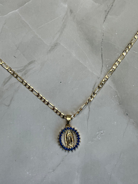 Sapphire Virgin Mary Necklace