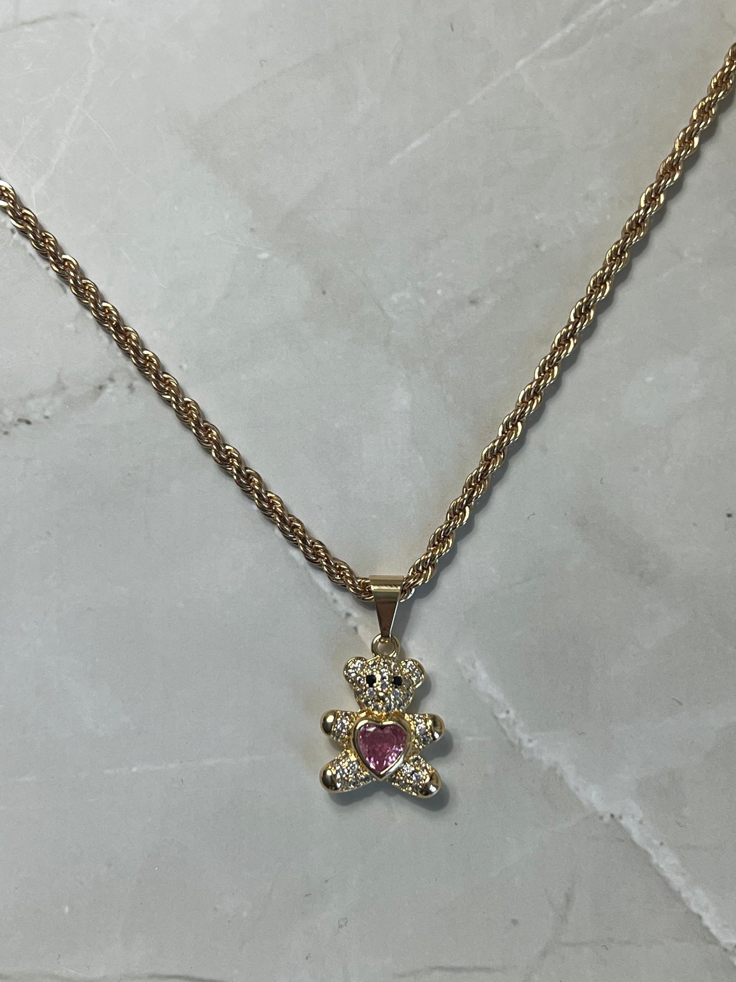 Pink Teddy Necklace