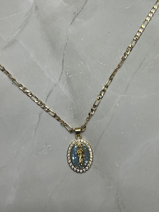 Blue Mosaic San Judas Necklace