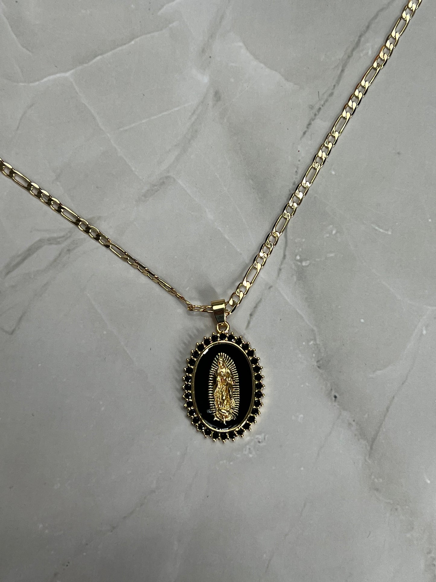 Virgin Mary Black Necklace