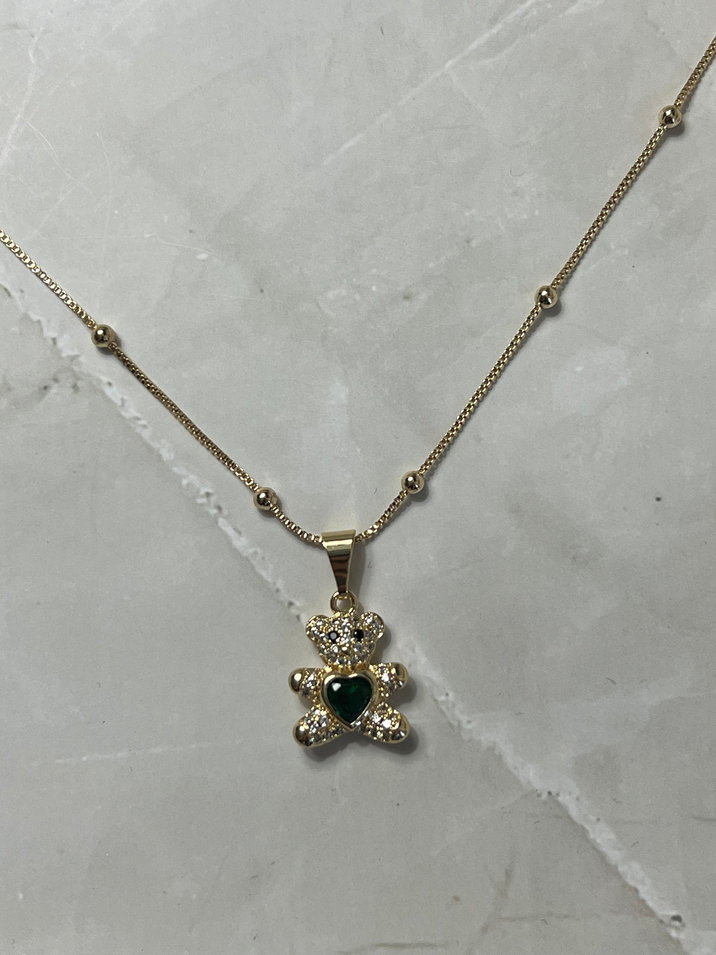 Emerald Teddy Necklace